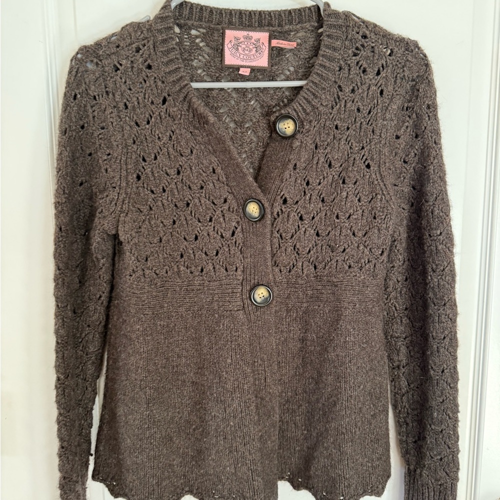 Vintage juicy couture Elegant Brown Button-Up Women's Cardigan